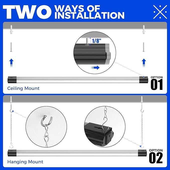 Barrina BS84 LED Shop Lights for Workshop 4FT, 84W, 10000LM, 6500K Linkable Light Fixture for Garage, Basement, Hanging or Flush Mount, 6 Packs