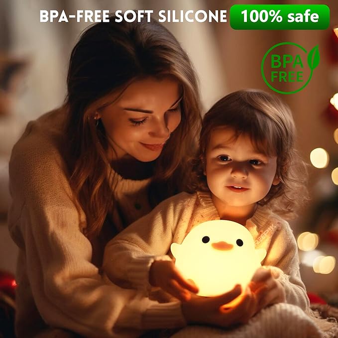 DoDo Duck Night Light, Duck Bean Nursery Silicone Bedside Lamp with Dimmable USB Rechargeable Timer, Perfect Animal Gift to Kids Baby, Birthday Christmas Easter for Home Bedroom Decor