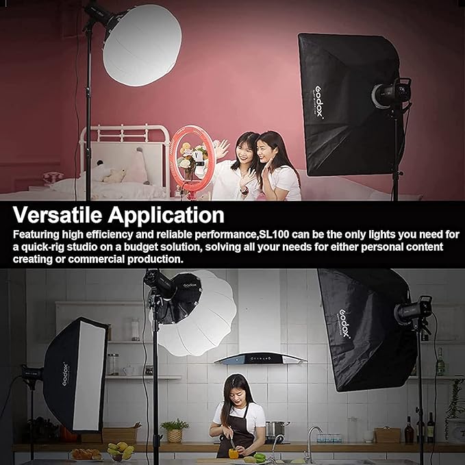 Godox SL100D LED Video Light,100W TLCI≥97 CRI≥96,5600K Continuous Lighting, 8 FX Lighting Effects, 32100Lux @1M Bowens Mount COB LED Continuous Light for Video Shooting,Content Creating,Photography