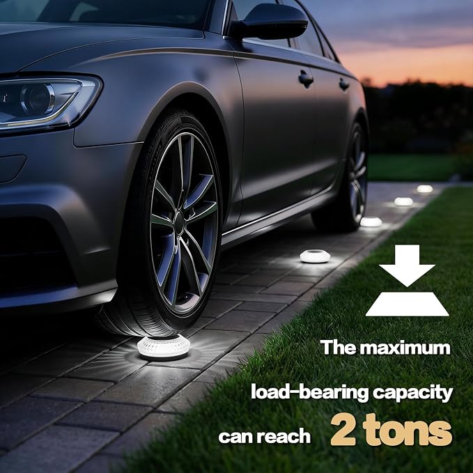 Solar Ground Lights Outdoor, 8 Pack Solar Driveway Dock Lights IP67 Waterproof Anti Glare Diamond Solar Garden Lights Landscape Lighting for Patio Yard Deck Walkway Pathway （Blue）