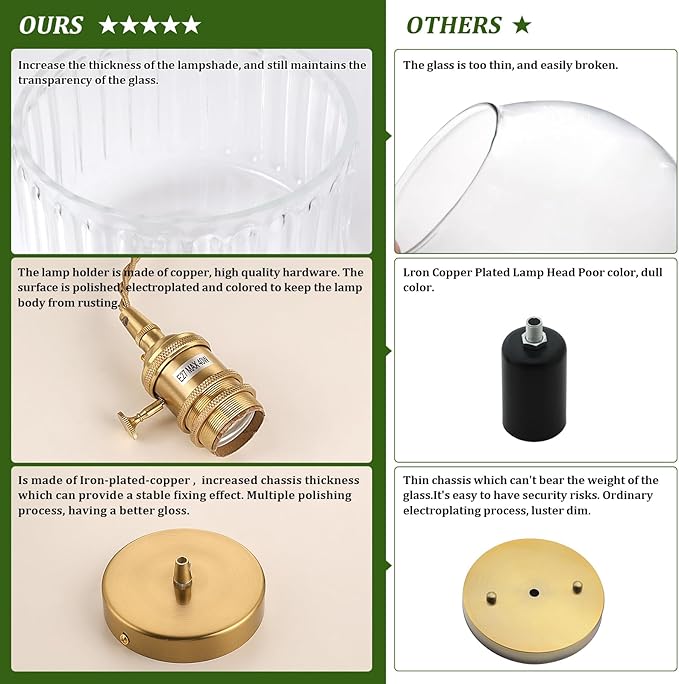 Battery Operated Pendant Light 5000mAh Rechargeable Chandelier with Remote Control Wireless Adjustable Hanging Clear Striped Light for Kitchen Island Dining Room Hallway, 2 Pack