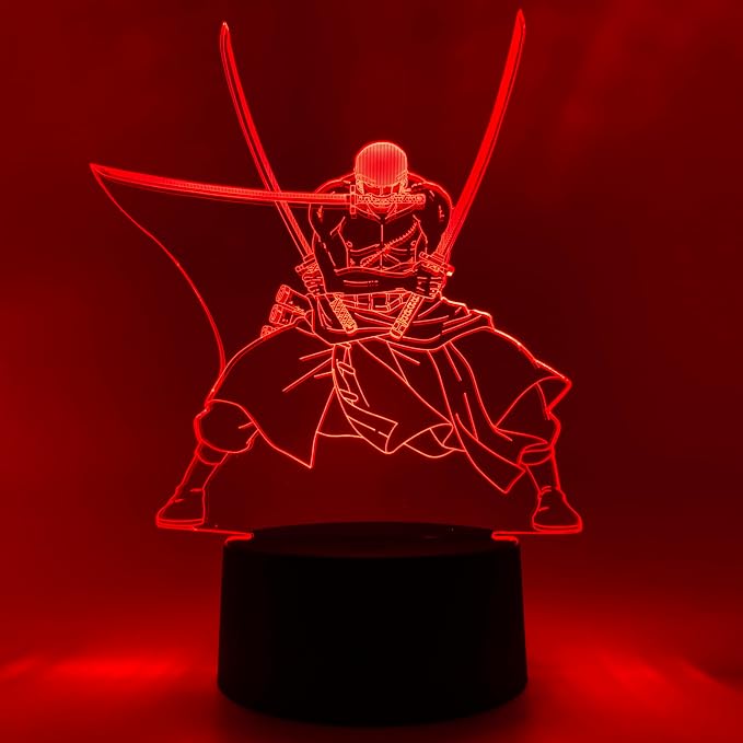 Otaku Lamps Zoro One Piece – Anime Lamp Figure Night Light, 16 Color RGB LED – 3D Anime Room Décor Gift for Otaku