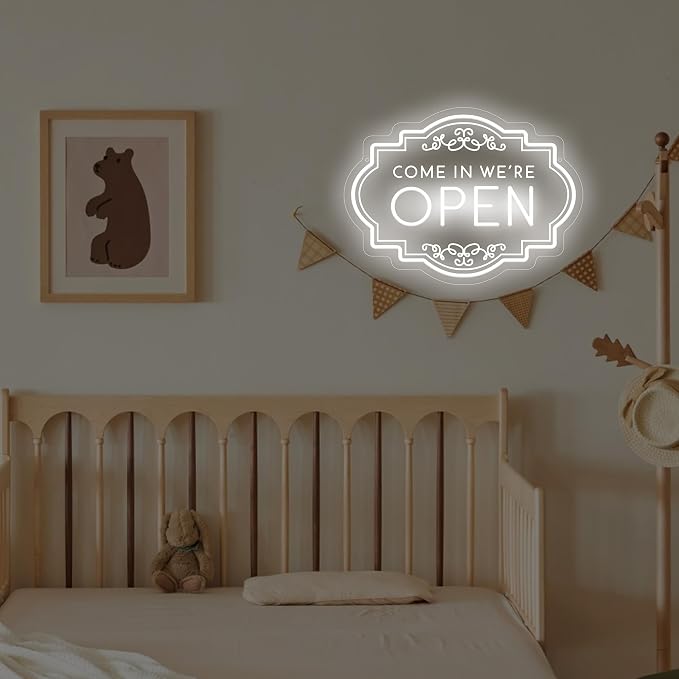 Come In We’re Open Neon Sign, LED Open Sign USB Powered | 17" x 12.6" Business Open Sign for Store, Hotel, Restaurant, Cafe, Bar and Party Decor