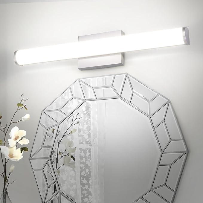 ASD 24" LED Linear Vanity Light Fixture, Modern Bathroom Sconce — 3 Color 3000K-5000K, Dimmable, 25W 1750LM, Energy Star & ETL Listed — Over Mirror Makeup Slim Bar for Bedroom, Cabinets — Nickel