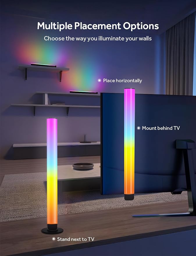 Smart LED Light Bars, Gaming Lights RGB Light Bar, 16 Million Colors Multiple Lighting Effects TV Backlights, APP Control, Remote Control, Music Sync for PC, Room Decorative, Ambient Lighting