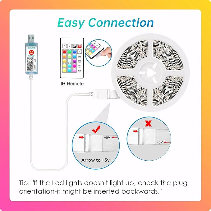 CHARKEE 25ft LED Strip Lights USB-Powered, Color Changing RGB LED Strip Lights for Bedroom/TV Backlight/Gaming Lighting, Music Sync SMD 5050 Flexible LED Lights with Remote/APP Control