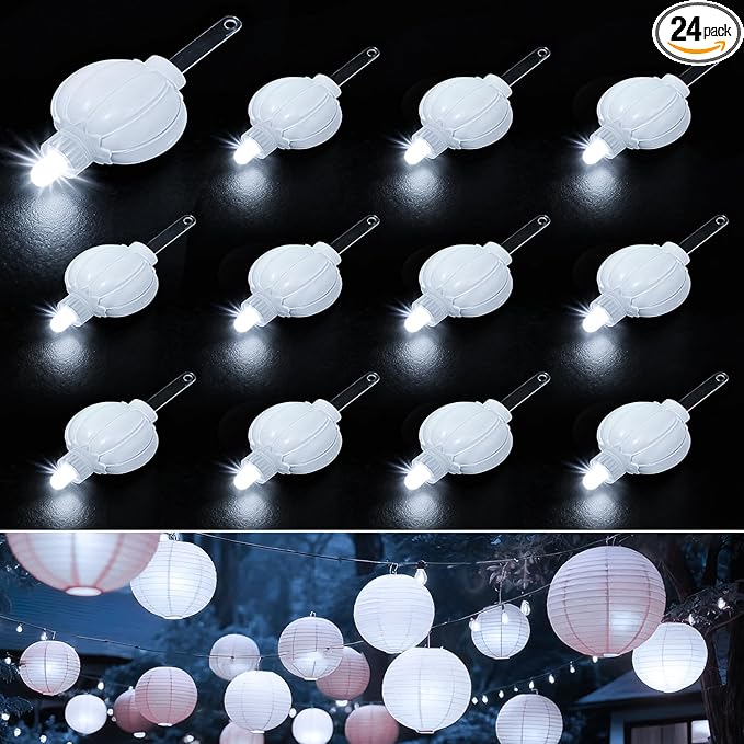 Aogist 24 Pack Small LED Lights Battery Powered Waterproof Hanging Light Last 48 Hours for Paper Lanterns,Balloons,Floral,Weddings & Festival Christmas Decorations,White