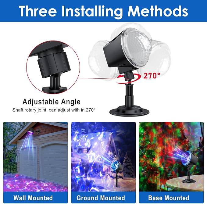 Ocean Wave Projector Light Outdoor 15 Colors Water Ripple Effect Lamp | IP65 Outdoor Projector with Remote for Halloween Christmas Decor – Ideal for Yard, Wall, Ground, Parties & Holiday Displays