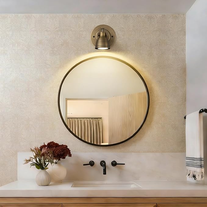Small Wall Sconce Hardwired Single - Vintage Oil Rubbed Bronze Art Deco Indoor Mini Bell Light Fixture for Bathroom Vanity Bedroom Bedside Reading Hallway Living Room Kitchen Hall Picture