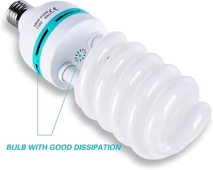 EMART Full Spectrum Light Bulb, 105W Spiral CFL 5500k Daylight for Softbox Lighting Kit, Replacement Lamp for Photography Photo Video Studio, Household Use, Portrait Shooting -2PACK