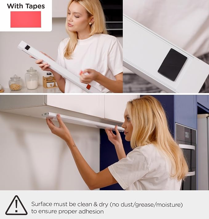 Under Cabinet Lighting Plug in, AC120V LED Motion Sensor Light Indoor 3000K/4000K/5000K, Super Bright, Linkable Under Counter Light for Kitchen,Closet,Shelf,Aluminum (32inch,White,2Pack)