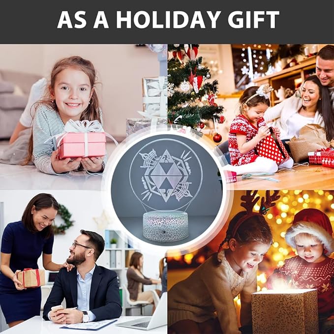 3D Night Light, 16 Color Changing Cartoon USB Desk Lamp, Crest of Hyrule Illusion Lighting with Remote Control for Home Decor Gift for Kids. (9)