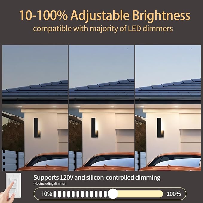 Aluminum LED Modern Wall Sconces Set of 2, 18W Black Wall Light | WaterproofWall Lighting Indoor Outdoor Hardwired Wall Lights for Office,Porch, Bedroom, Bathroom, Living Room,Garden