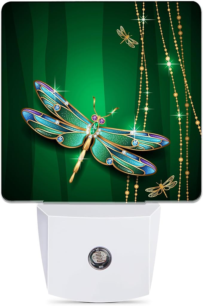 Mystical Dragonfly Night Light Plug in Wall Lamp Smart Dusk to Dawn Sensor for Home Decorative, Kids Room Bedroom Bathroom Kitchen Hallway Gifts