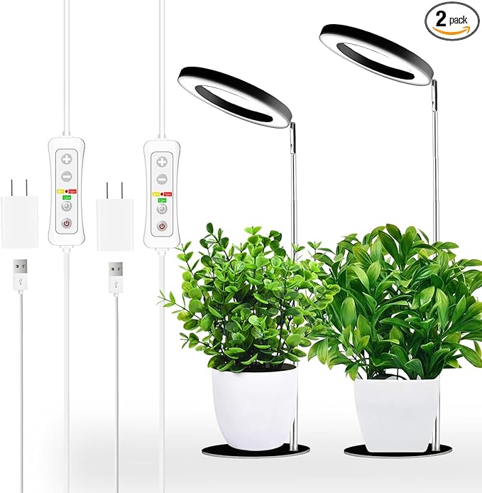 Yadoker 144 LEDs Full Spectrum Plant Grow Light for Indoor Plants，Height Adjustable, 6.3" Aluminum Housing,Automatic Timer with 8/12/16 Hours,10-Level Brightness,Ideal for Small and Medium Plant Grow