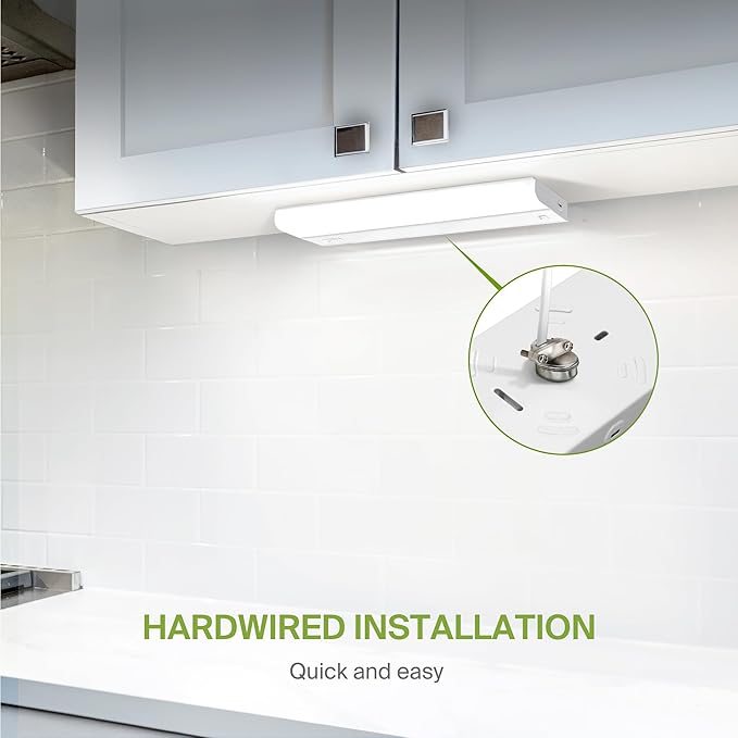 ASD 2 Pack 18 Inch Hardwired LED Under Cabinet Lights, On/Off & 5CCT Switch 2700K-5000K, 10W 807LM CRI90+, Direct Wire Low Profile Linkable Fixture, Dimmable Under Counter Kitchen Lighting, White, UL