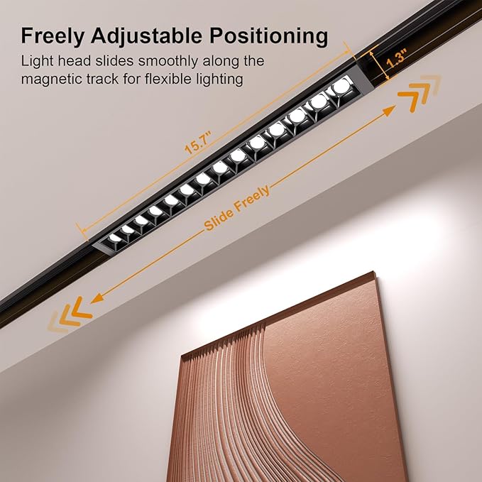 4 Pack Grille Spotlight Magnetic Track Head, 24V 15W Dimmable LED Lamp for Track Lighting with APP & Remote Control, Adjustable Brightness & CCT (3000K-6000K), LED Ceiling Lighting