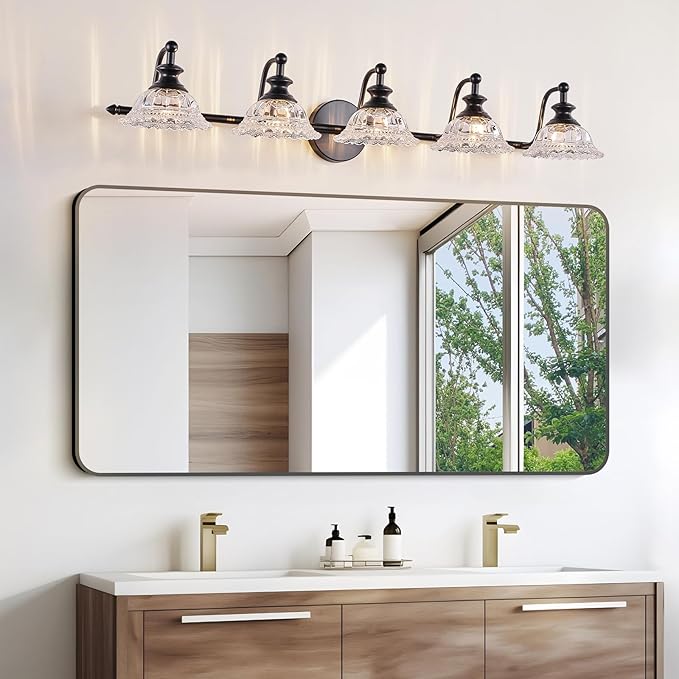 37.4" 5 Light Vanity Light for Bathroom (Exclude G9 Bulb) Black Vanity Lights for Bathroom