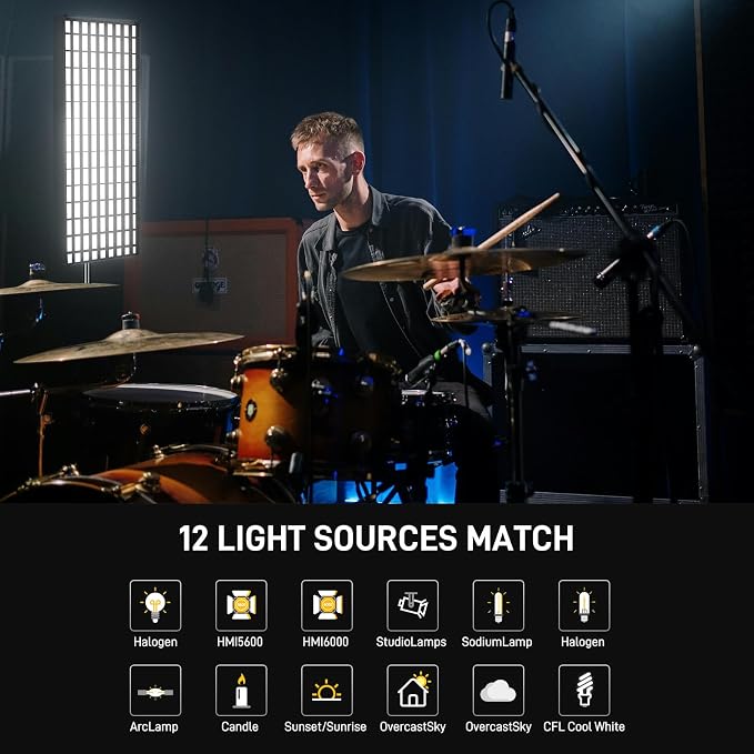 GVM 200W Bi-Color LED Light Panel, Z200B Ultra-Thin Expandable Soft Video Light 2700K–6800K CRI 97+, Modular Zipper Design, App & DMX Control Photography Light for Studio, Film & Live Streaming