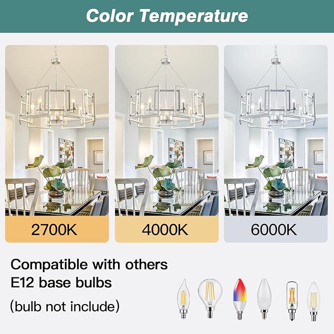 ZGLAOJT Modern Chandelier Chrome Geometric Pendant Lighting Fixture 5-Light Metal Farmhouse Chandelier for Dining Room Living Room entryway Kitchen Bedroom Island