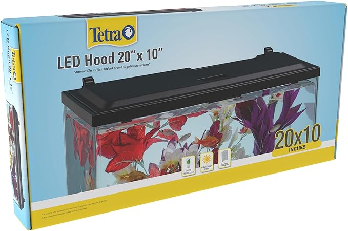Tetra LED Hood 20 Inches By 10 Inches, Low-Profile Aquarium Hood With Hidden Lighting