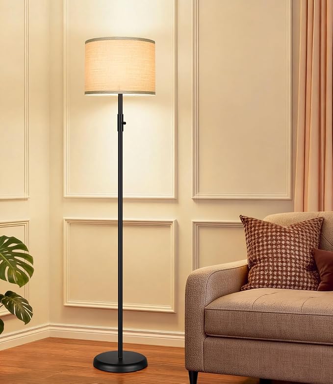 Floor Lamp Simple Design with Shade, Small Tall Lamps for Living Room Bedroom Office Dining Room Kitchen-Black