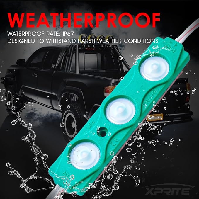Xprite Green LED Truck Bed Light Kits with On/Off Switch, for Pickup Exterior Interior Lights Strips, Footwells, Running Boards, Cargo, Under Car, Tonneau Cover, Rail Rock Lighting - 8 PCs