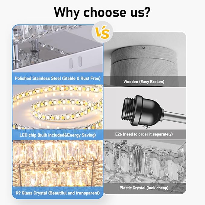 Dimmable Crystal Chandelier LED Ceiling Light with Remote Flush Mount Small Chandelier for Hallway Foyer Kitchen Stair Closet,3 Colors Adjustable
