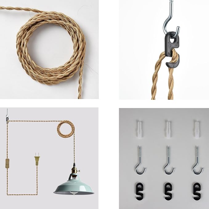 YUBOLE Modern Macaron Plug-in Plendant Light,10.6-Inch Metal Barn Shade | Swag Hanging Light Fixtures with Adjustable 17.06 Feet Plug Cord Pendant for Kitchen Bar Dining Bedroom,Sea Blue
