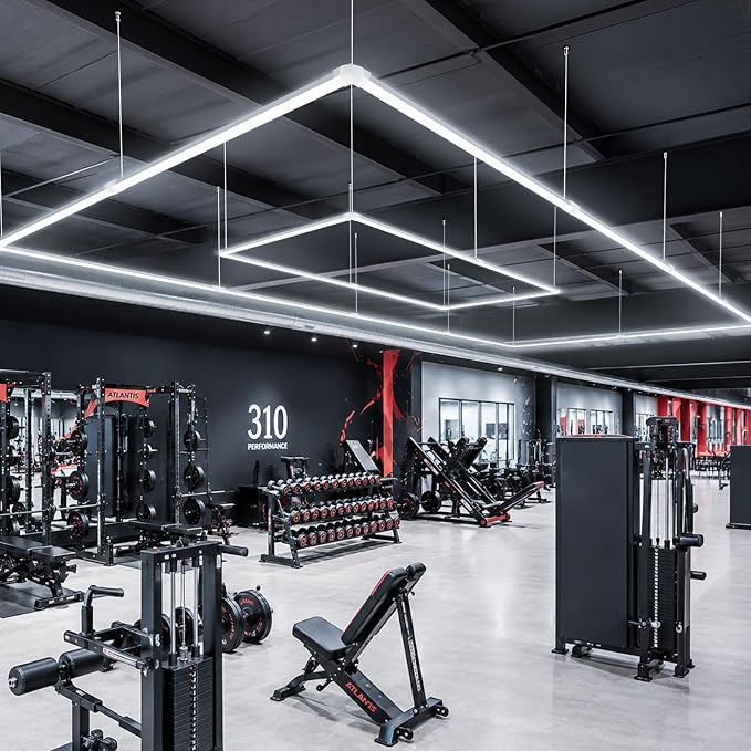 LZHOME LED Garage Lights: Super Bright Suspendable or Surface-Mounted Square Garage Lights, 5000K Natural White LED Lighting Hexagon Shop Light for Warehouse Gym Barber's Shop