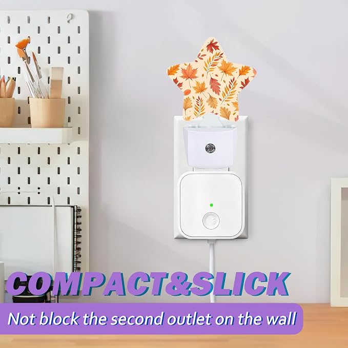 Night Lights Plug Into Wall Decorative,Fall Leaves Nightlights for Kids Bedroom, Autumn Maple Leaf Energy Efficient Dusk-to-Dawn Sensor Sleep Friendly Lamp for Nursery Bathroom
