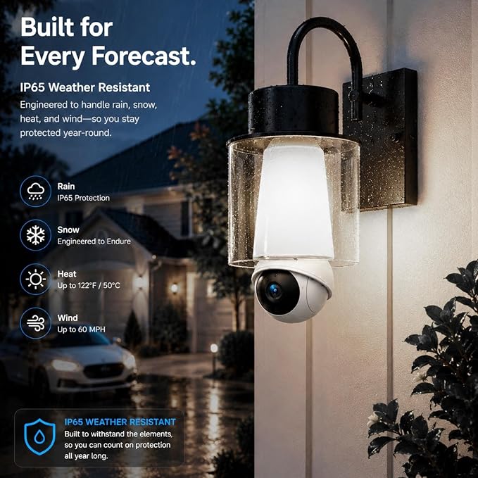 Light Bulb Security Camera, 5G&2.4GHz WiFi Light Bulb Cameras Wireless Outdoor Indoor, 2 in 1 Lightbulb Camera for Home Security, 2K HD Color Night Vision, Smart AI Motion Detection, 911 Emergency