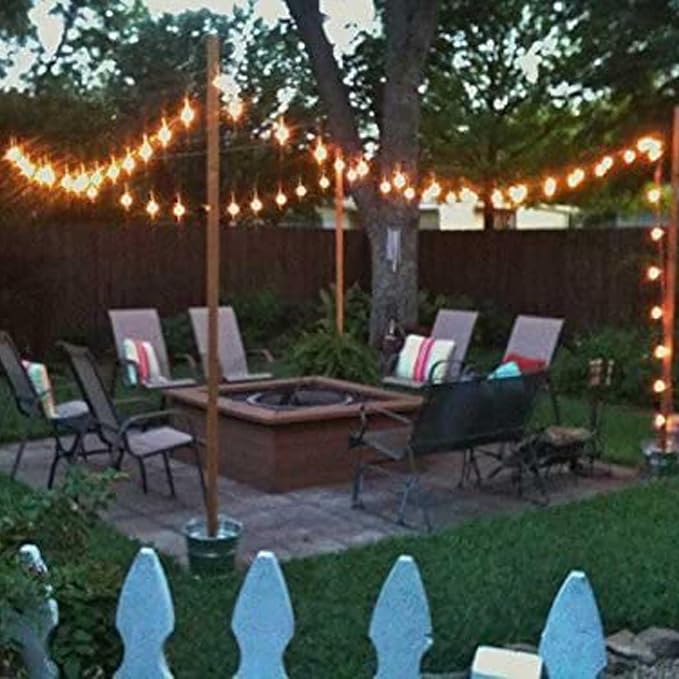 Outdoor String Lights, 48FT Waterproof Patio Lights with 2W Dimmable LED Bulbs, for Outdoor Backyard, Garden, Deck, Porch, Gazebo, Balcony, Camping, Party
