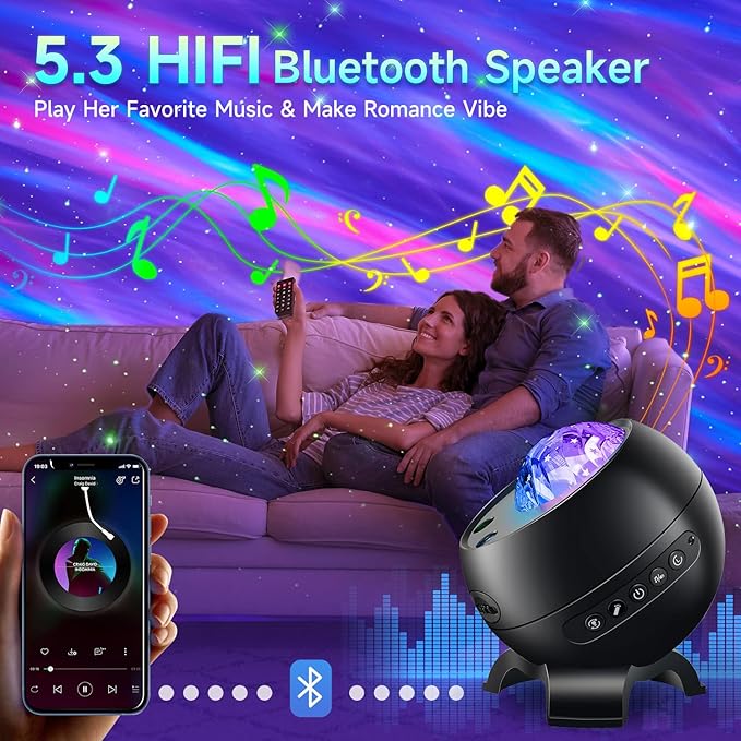 Northern Galaxy Light Projector, 300+Modes & 5 Films Star Projector, 15 White Noise & Bluetooth Moon Galaxy Projector, Teen Girl Gifts Trendy Stuff, Gifts Star Lights for Ceiling, Bedroom Decor