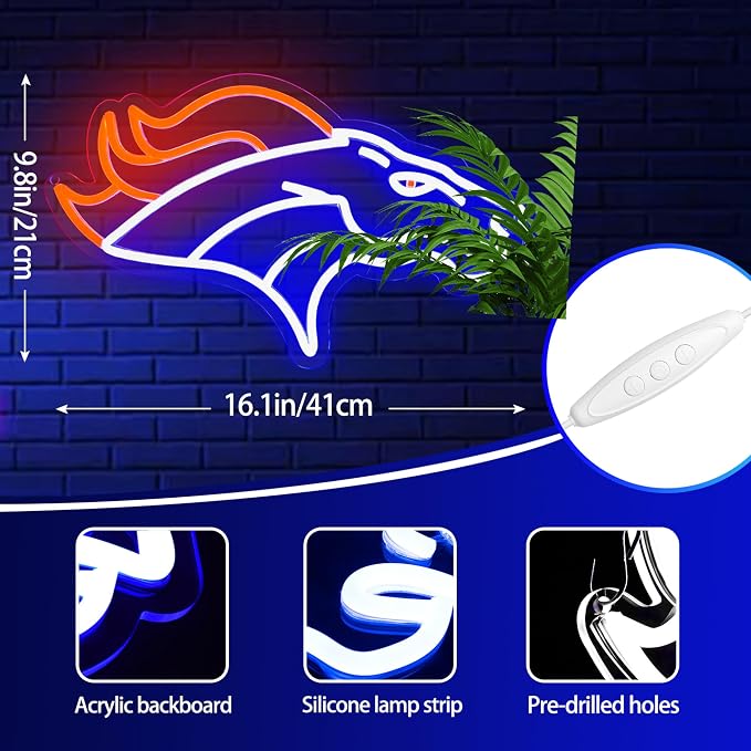 Football Neon Sign for Wall Decor Football Led Neon Light for Man Cave | Dimmable Rugby Team Logo Led Sign for Bedroom Party Club Bar Dorm Garage Decor Birthday Gifts for Men Size 16.1*9.8 In