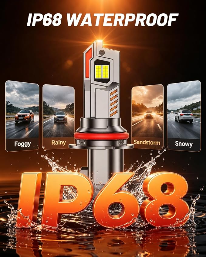 Fahren 8th-Gen 9007/HB5 Led Bulbs, 𝟵𝟬,𝟬𝟬𝟬𝗟𝗠 𝟭𝟰𝗫 Ultra Brightness HB5 9007 Fog bulb，IP68 with Cooling Fan Long Lifespan, Electronic Flashers 2 Pack