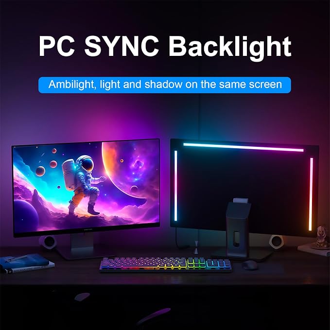 MIHEAL Gaming Monitor Light, Backlight with Screen Color sync Effect for 24inch Computer Monitor, Compatible with Windows