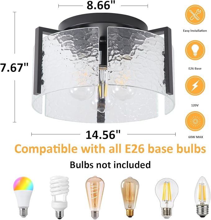 Black Flush Mount Ceiling Light Fixture, 3 Light Modern Entryway Light Fixture Ceiling Mount, Close to Ceiling Light Fixtures, Kitchen Lighting Fixtures Ceiling Lights for Bedroom Bathroom Hallway