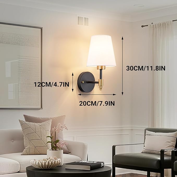 Peel and Stick Wall Sconces, Stick On Wall Sconce Set of 2, Battery Operated Wireless Adhesive Wall Lights, Corn Bulb with 10000mAh Battery, Easy Install for Bedroom Living Room Wall Decor