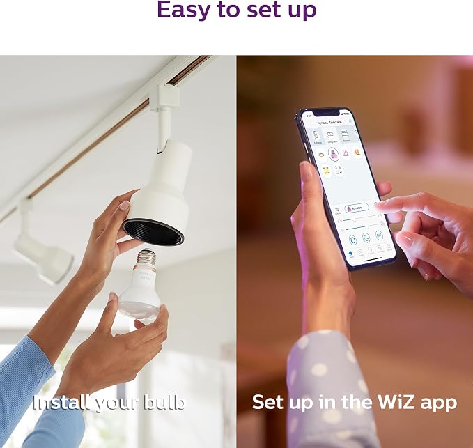 PHILIPS Smart Wi-Fi Connected LED 45-Watt R20 Light Bulb 4-Pack, Frosted Color, Dimmable, E26 Medium Base