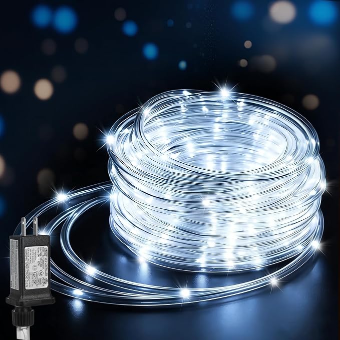 66FT Rope Lights, 240 LED Outdoor String Lights, Tube Lights with UL-Certified Plug, IP65 Waterproof 8 Modes Connectable Indoor Outdoor String Lights for Garden Patio Wedding Decor (White)
