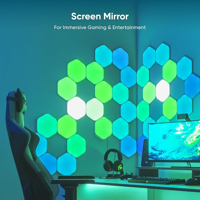 Nanoleaf Shapes Hexagon Lights, Smart RGBW LED Wall Light Panels, 7PK | Compatible with Alexa Google Assistant, Home Wall Decor for Living Room with Music Sync, Smarter Kit