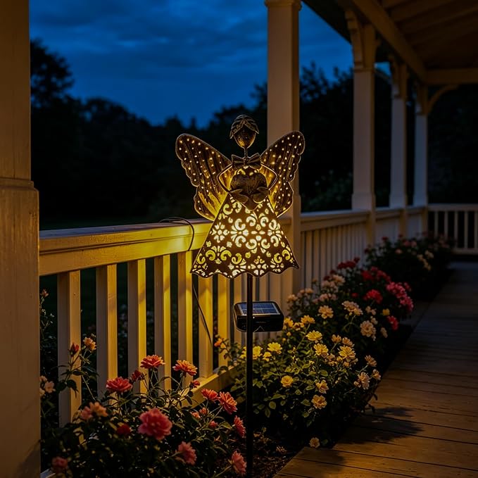 SRNPMIU Angel Solar Lights Outdoor Decor, Solar Angel Garden Decorations | IP65 Waterproof, Gifts for Women Mom, for Yard Patio Lawn Pathway Landscape