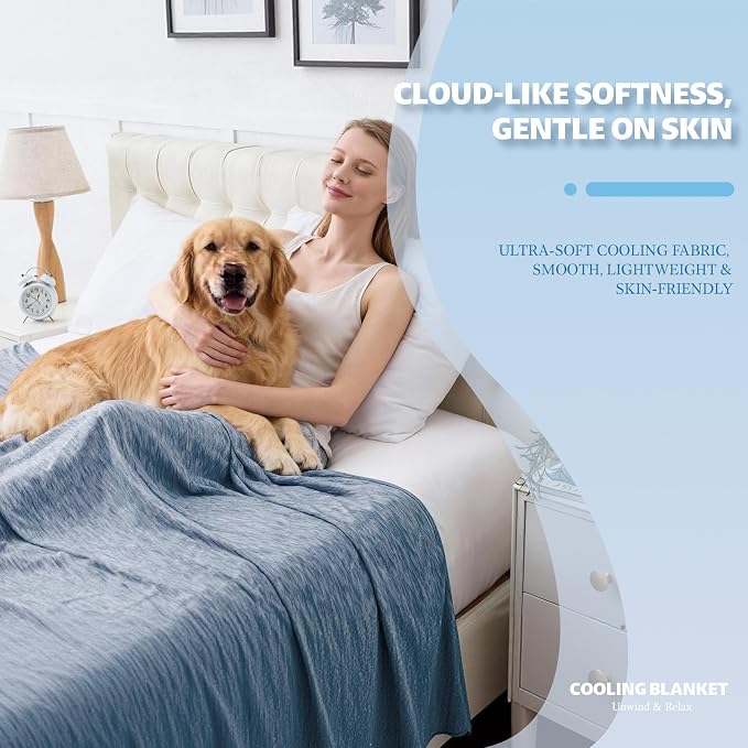 Cooling Blanket Throw Size, 50"x70" Cooling Blankets for Hot Sleepers, Cold Blanket Thin Lightweight Breathable Soft for Couch Bed, Lightweight Blanket Keep Cool for Night Sweats