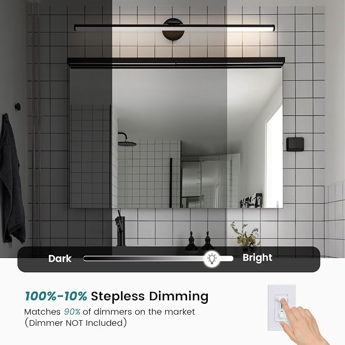 KAISITE Black Vanity Light 39 Inch Modern Bathroom Light Fixture Over Mirror 24W Dimmable 5CCT LED Vanity Light for Bathroom Restroom Farmhouse Rotatable Bath Vanity Light Bar