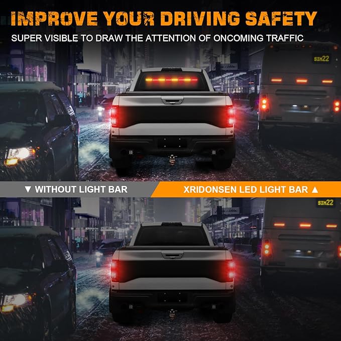 XRIDONSEN 35 inch Amber Red Traffic Advisor Light Bar 48 LED Emergency Strobe Lights Safety Warning Lights Front/Rear Window w/Display Controller for Firefighter Law Enforcement Vehicles Trucks