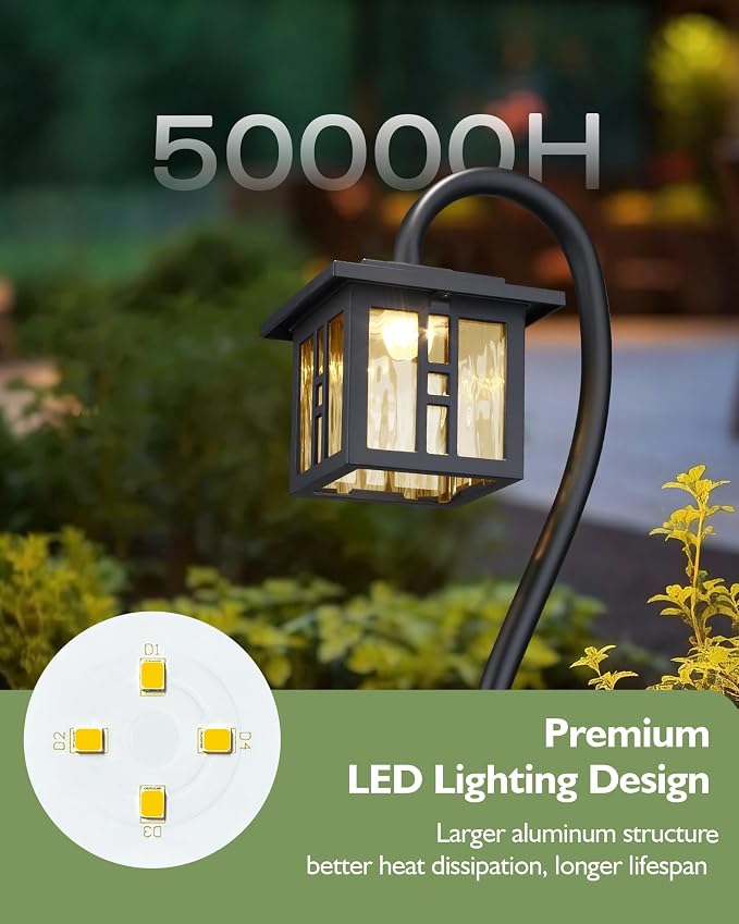 LITFIT Low Voltage Landscape Lighting, 4-Pack LED Pathway Lights Outdoor | 12V 3W 185LM 3000K Black Yard Lights with Connector, Aluminum Wired Landscape Lights for Walkway Garden Path
