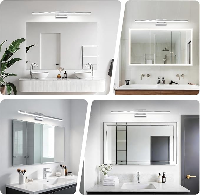 IZORRO Modern Bathroom Vanity Light 48 inch, Rotatable, 36W Dimmable Led Bathroom Light Fixture Over Mirror, Chrome Vanity Light Bar (Cool White 6000K)