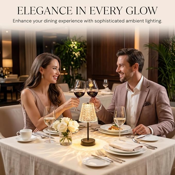 Black Cordless Table Lamp Rechargeable,Small Battery Powered Lamp 5000mAh,Mini Wireless Table Lamp for Restaurant Dining Tabletop/Kitchen Counter Top/Bathroom Shower/No Cord Touch Lamp Decorative