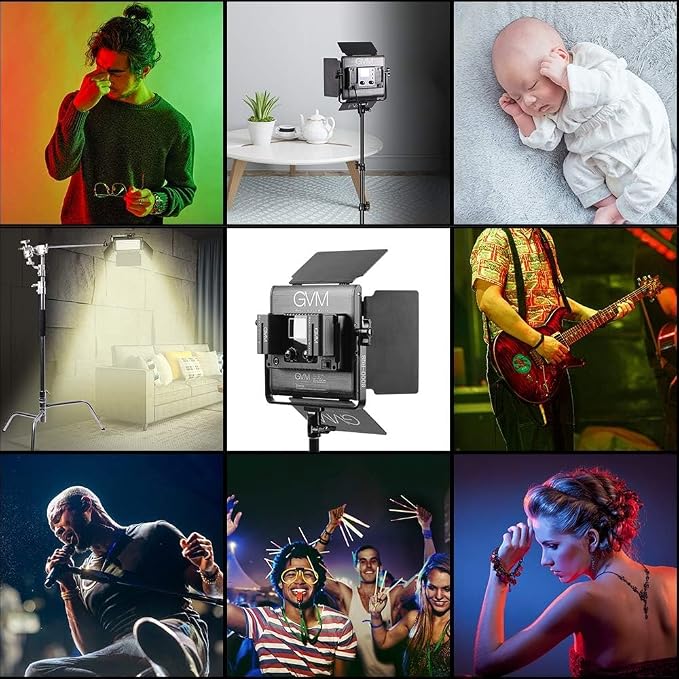 GVM RGB LED Video Lighting Kit, 800D Studio Video Lights with Panel, APP Control for YouTube Photography Lighting, , 3200K-5600K, 8 Kinds of The Scene Lights, 3 Packs